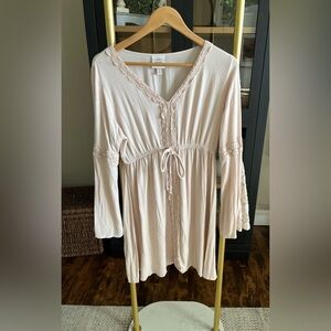 Knox Rose Blush Pink Midi Dress with Lace Trim